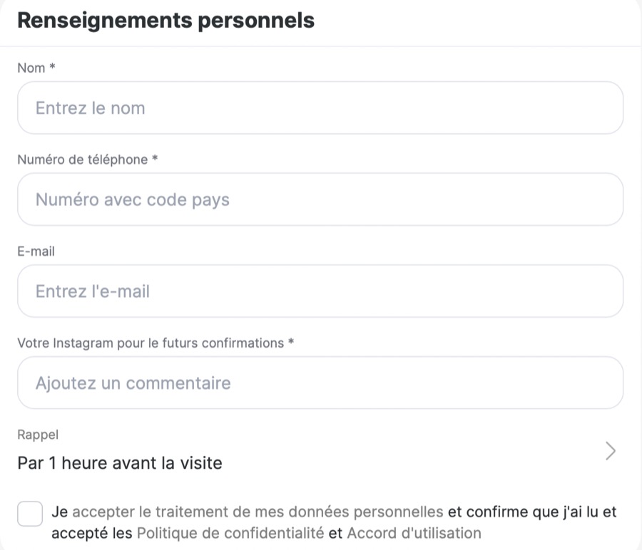 Réservation en ligne